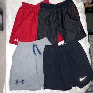 Lot of FOUR pair men’s athletic shorts NIKE Under Armour SMALL/ MEDIUM